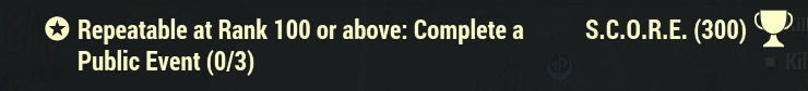 Repeatable at Rank 100 or above: Complete a Public Event (0/3)